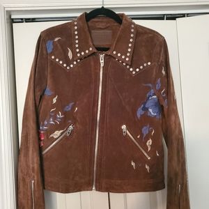 BLANK NYC Embroidered Suede Jacket